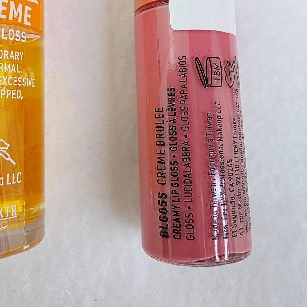 New NYX Lip Gloss Duo Butter Gloss & Duck Plump Clear Gloss Creme Brulee Bundle